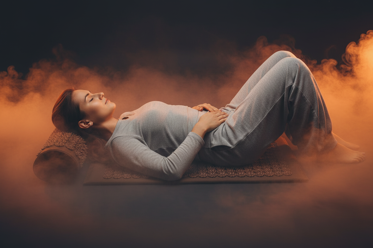 Acupressure mat lying down